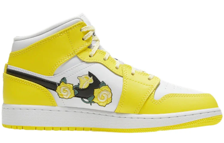 Nike (GS) Air Jordan 1 Mid SE 'Rose Patch - Dynamic Yellow' AV5174-700 2 Nike (GS) Air Jordan 1 Mid SE 'Rose Patch - Dynamic Yellow' AV5174-700 - Image 2