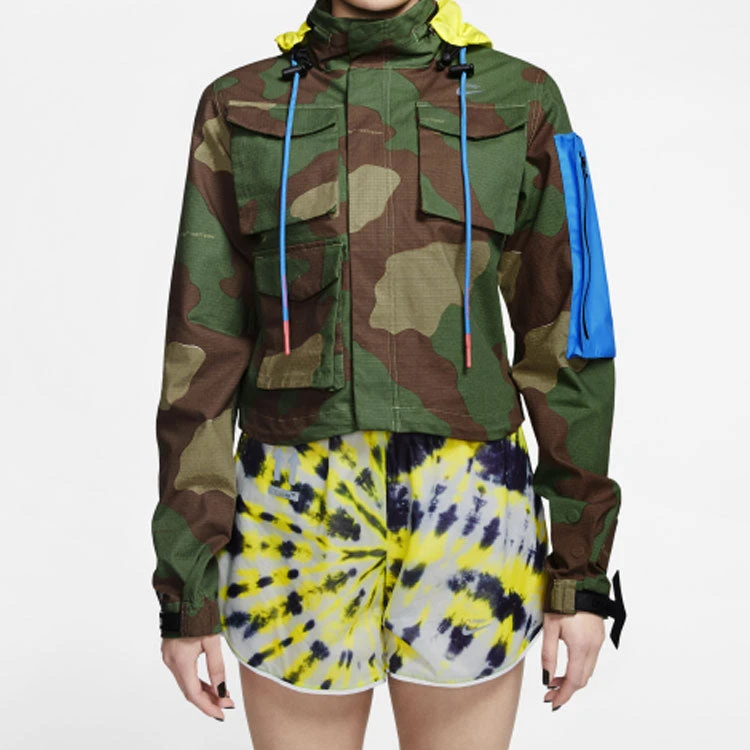 (WMNS) Nike X OFF-WHITE Crossover Printing Hooded Drawstring Green Camouflage Jacket CK5623-385 3 (WMNS) Nike X OFF-WHITE Crossover Printing Hooded Drawstring Green Camouflage Jacket CK5623-385 - Image 3