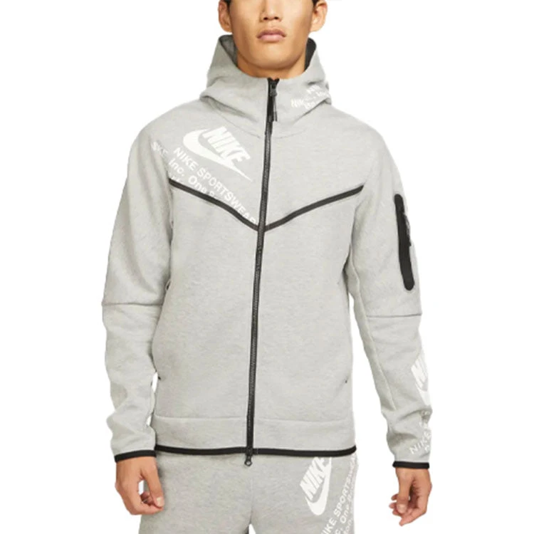 Men's Nike Printing Full-Length Zipper Cardigan Jacket Gray DM6475-063 4 Men's Nike Printing Full-Length Zipper Cardigan Jacket Gray DM6475-063 - Image 4