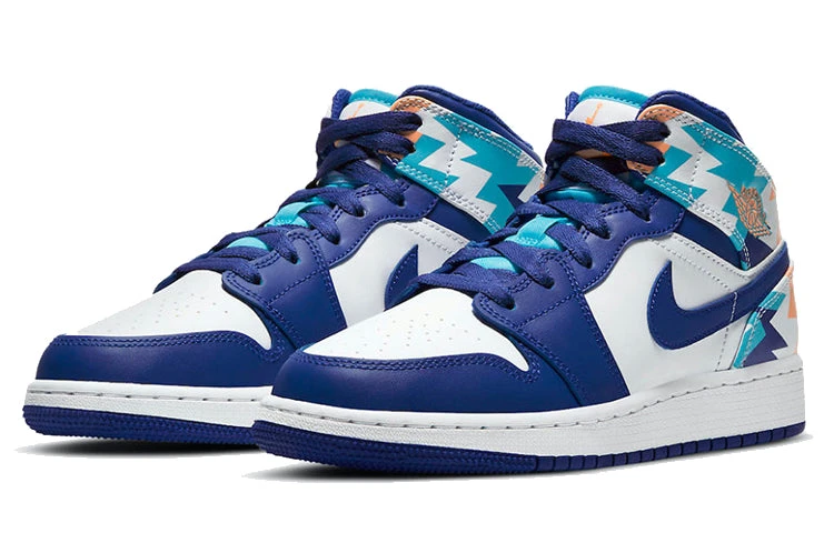 Nike (GS) Air Jordan 1 Mid 'Geometric Pint' 555112-105 4 Nike (GS) Air Jordan 1 Mid 'Geometric Pint' 555112-105 - Image 4