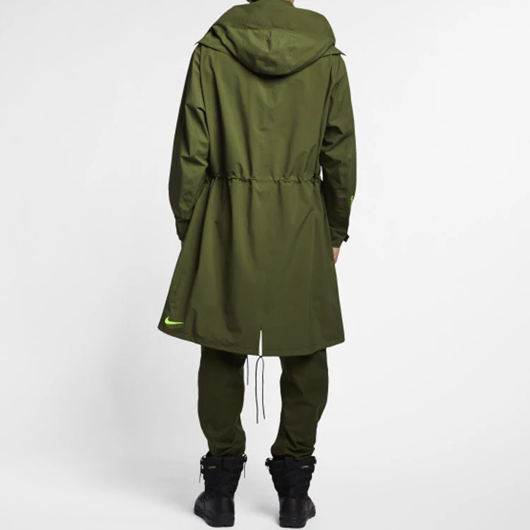 Men's Nike LAB ACG GORE-TEX Casual Hooded Long Jacket Olive Green AQ3516-395 4 Men's Nike LAB ACG GORE-TEX Casual Hooded Long Jacket Olive Green AQ3516-395 - Image 4