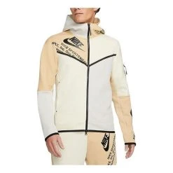 Nike Shop 4 Men's Nike Sportswear Tech Fleece Printing Full-Length Zipper Cardigan Jacket Light Bone DM6475-072