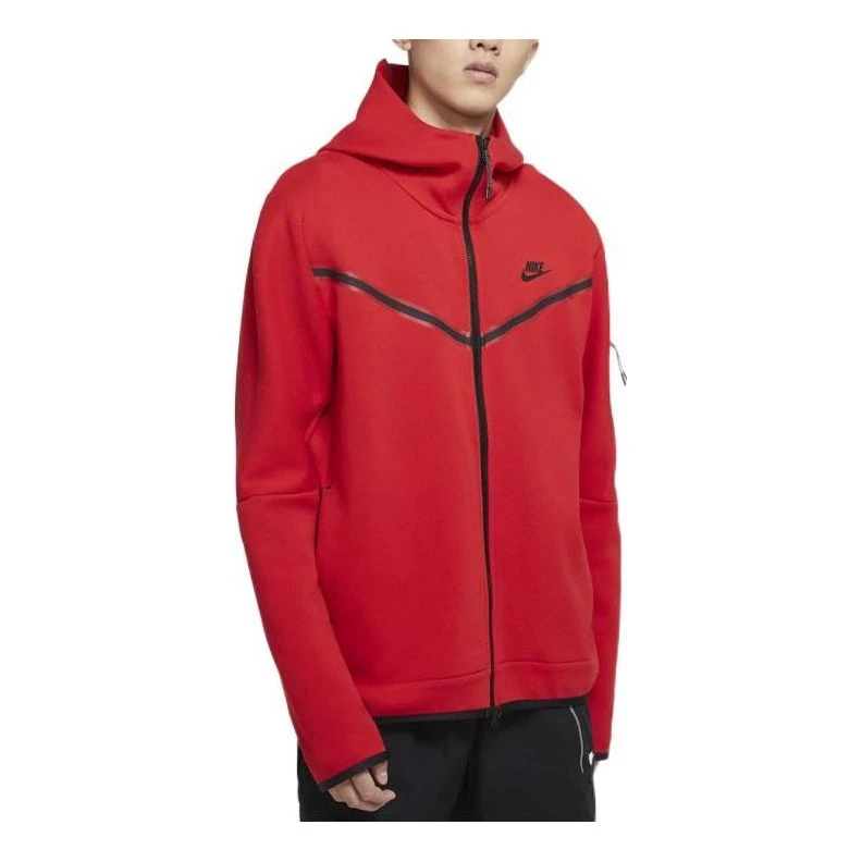 Men's Nike Sportswear NSW Tech Fleece Zipper Cardigan Hooded Jacket Autumn Red CU4490-657 1 Men's Nike Sportswear NSW Tech Fleece Zipper Cardigan Hooded Jacket Autumn Red CU4490-657