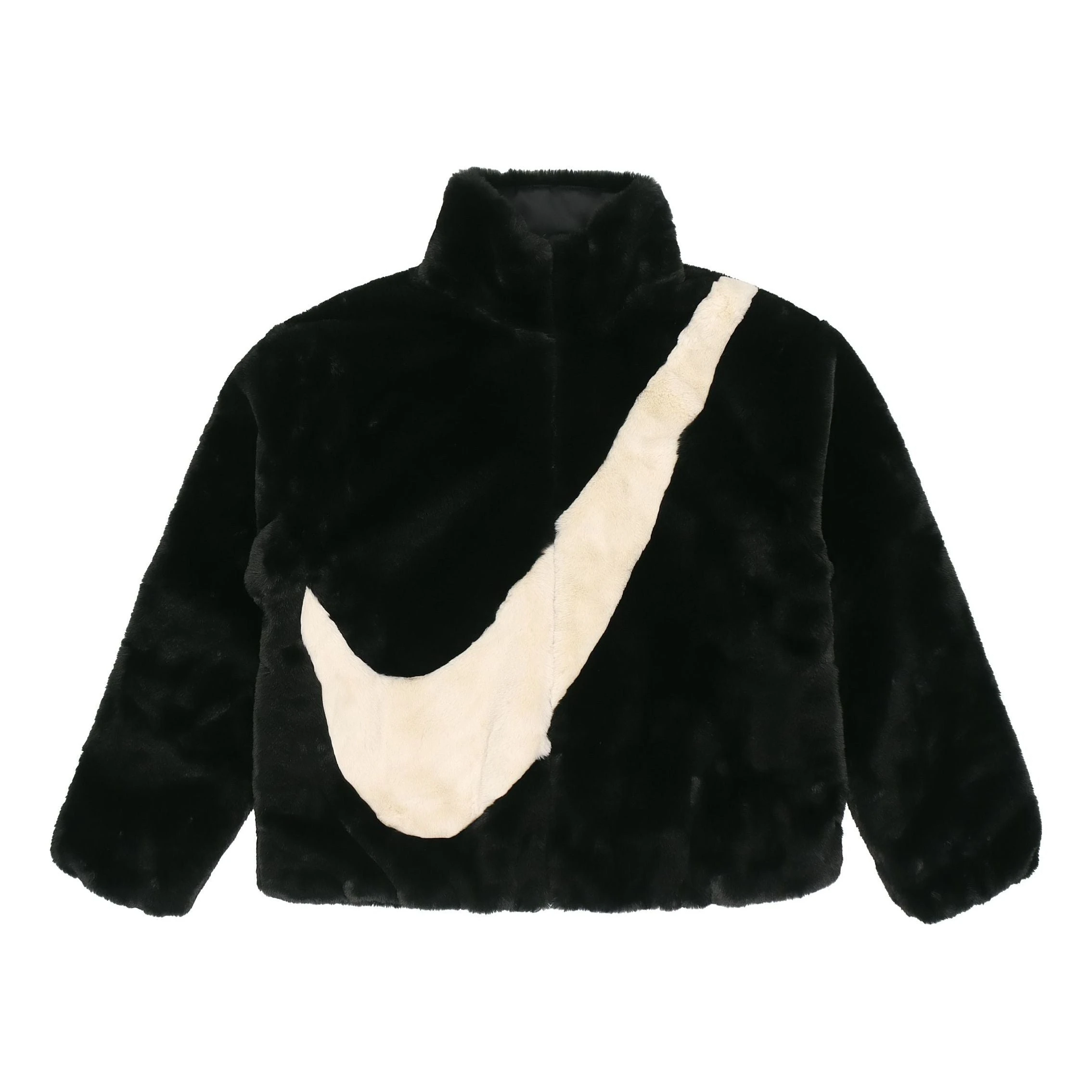 (WMNS) Nike Sportswear Swoosh Large Logo Stay Warm Lamb's Wool Stand Collar Jacket Autumn Asia Edition Black CU6559-010 1 (WMNS) Nike Sportswear Swoosh Large Logo Stay Warm Lamb's Wool Stand Collar Jacket Autumn Asia Edition Black CU6559-010