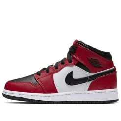 Nike (GS) Air Jordan 1 Mid 'Chicago Black Toe' 554725-069